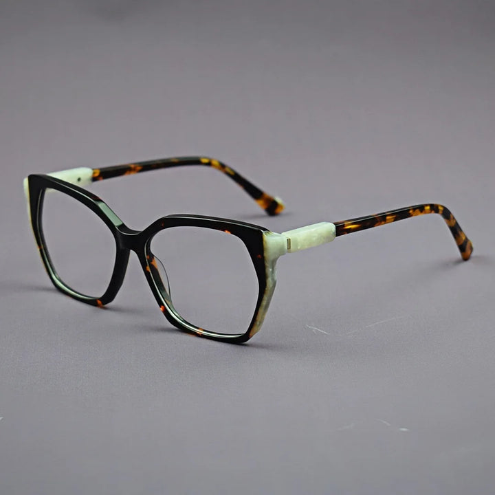 Hewei Women's Full Rim Polygon Cat Eye Acetate Eyeglasses 96103