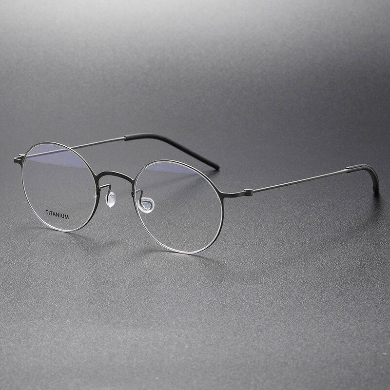Aissuarvey Men's Full Rim Small Round Titanium Eyeglasses 494322 Full Rim Aissuarvey Eyeglasses Gray CN 
