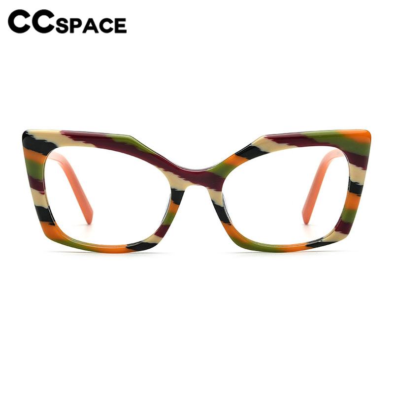 CCSpace Unisex Full Rim Large Cat Eye Acetate Eyeglasses 56581 Full Rim CCspace   