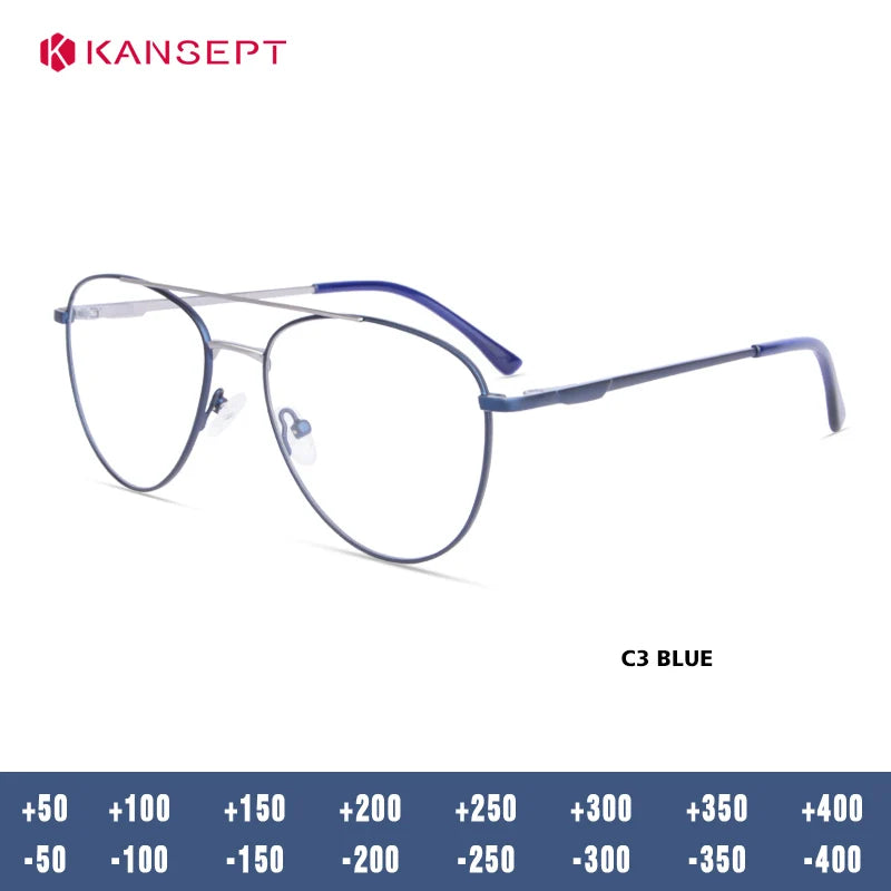 Kansept Unisex Full Rim Oval Double Bridge Alloy Reading Glasses 72504