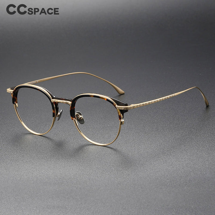 CCspace Unisex Full Rim Round Square Titanium Acetate Eyeglasses 55928 Full Rim CCspace   