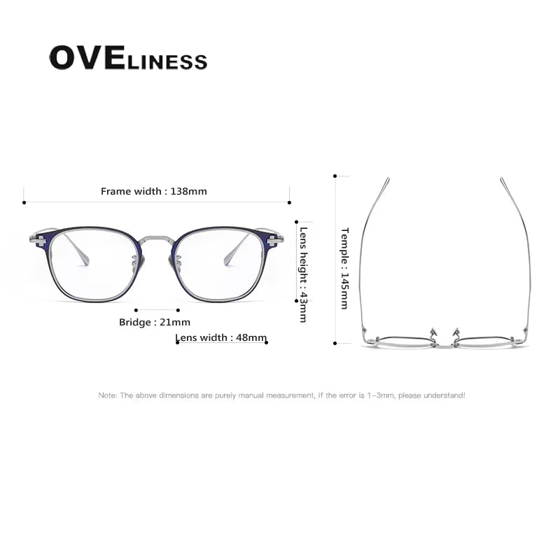 Oveliness Women's Full Rim Square Titanium Acetate Eyeglasses 13821 Full Rim Oveliness   