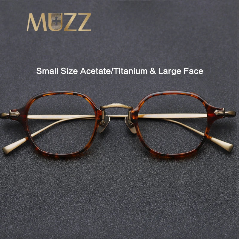 Muzz Men's Full Rim Small Square Acetate Titanium Eyeglasses M183 Full Rim Muzz   