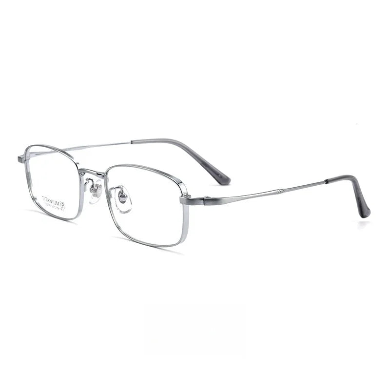 Hdcrafter Men's Full Rim Big Square Titanium Eyeglasses 15339 Full Rim Hdcrafter Eyeglasses Silver  