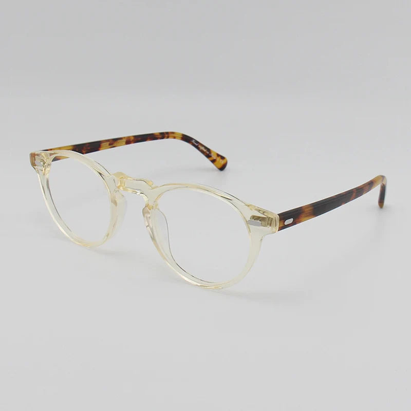 Yujo Unisex Full Rim Round Acetate Eyeglasses 1005 Full Rim Yujo   