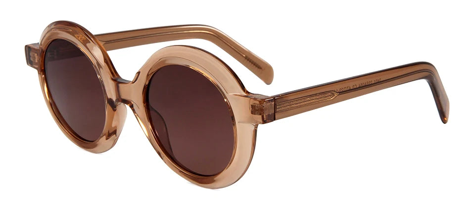 Esnbie Unisex Full Rim Round Acetate Tr 90 Sunglasses 230641