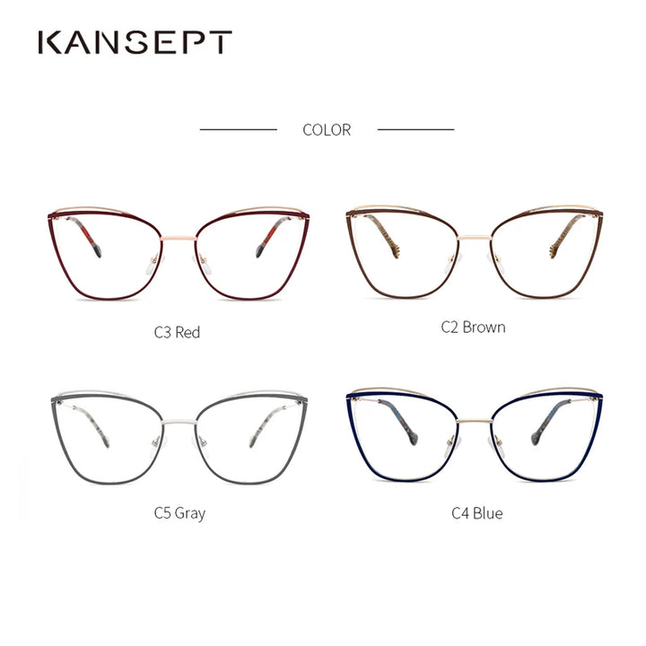 Kansept Women's Full Rim Cat Eye Stainless Steel Reading Glasses 3535 Reading Glasses Kansept   