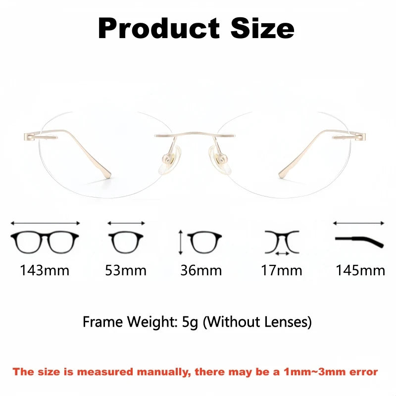 Yimaruili Unisex Rimless Oval Pure Titanium Eyeglasses Z6153 — view 2 | Yimaruili at FuzWeb
