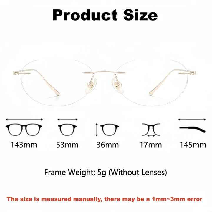 Yimaruili Unisex Rimless Oval Pure Titanium Eyeglasses Z6153 — view 2 | Yimaruili at FuzWeb