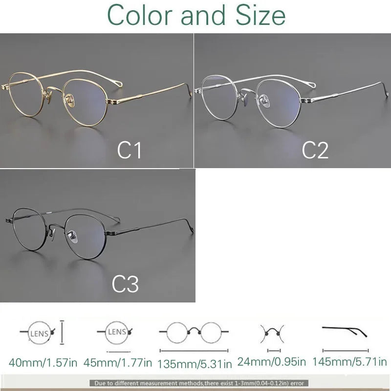 Yujo Unisex Full Rim Classic Pure Titanium Eyeglasses 07 — view 2 | Yujo at FuzWeb