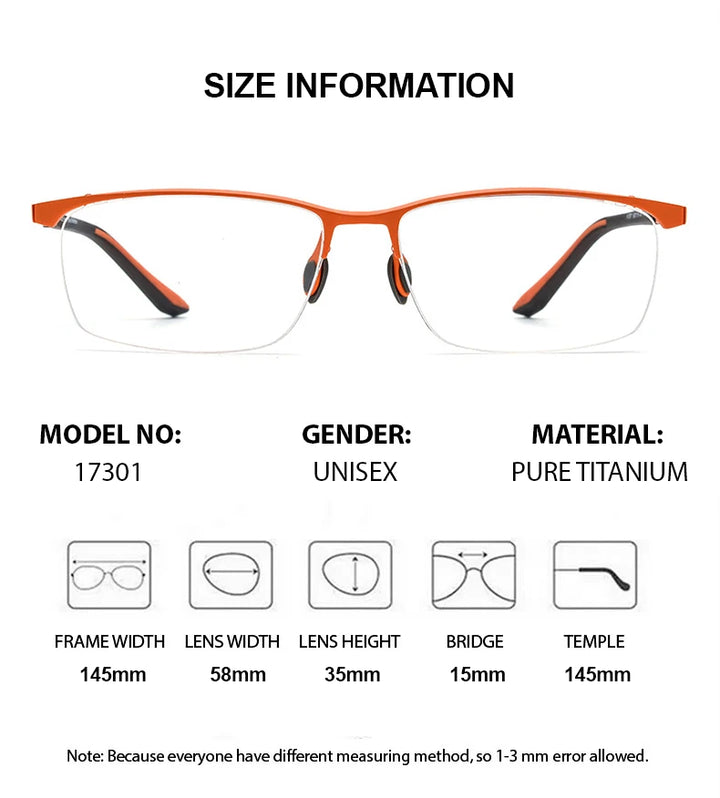 Chashma Unisex Semi Rim Square Brow Line Titanium Eyeglasses 17301