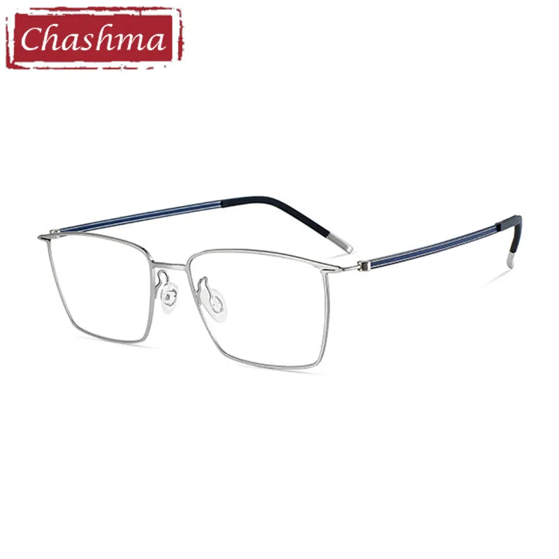 Chashma Ottica Men's Full Rim Square Titanium Screwless Eyeglasses 7243 Full Rim Chashma Ottica Silver  