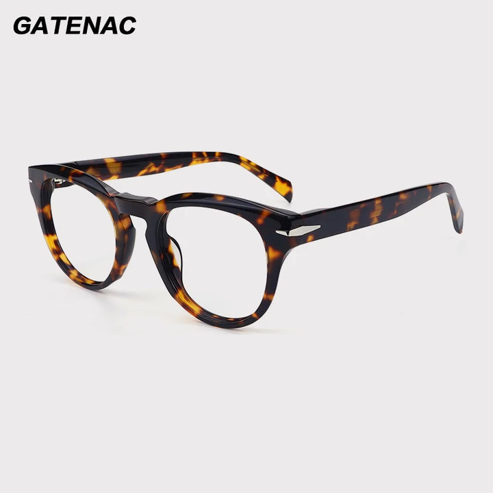 Gatenac Unisex Full Rim Oval Square Acetate Eyeglasses Gxyj1543 Full Rim Gatenac