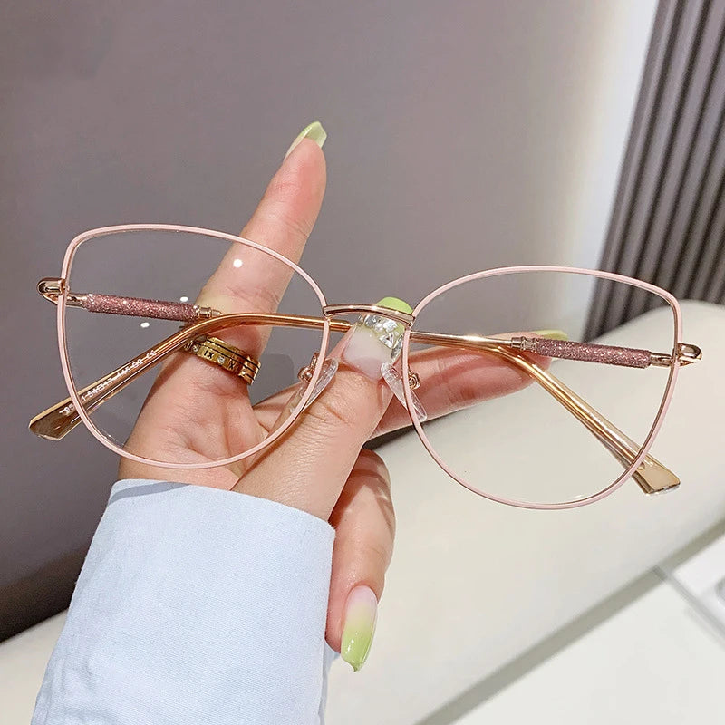 Vicky Women's Full Rim Square Cat Eye Alloy Reading Glasses 637140