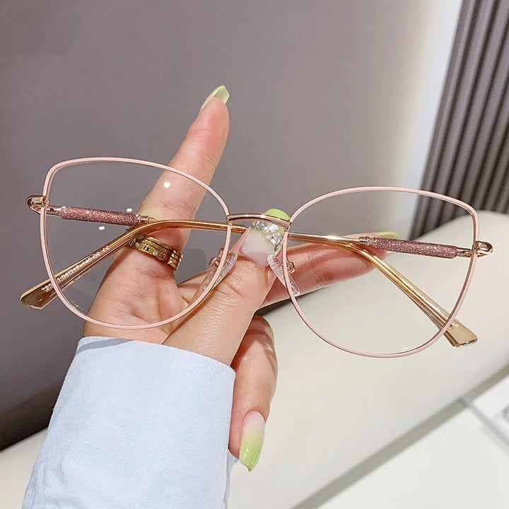 Vicky Women's Full Rim Square Cat Eye Alloy Reading Glasses 637140