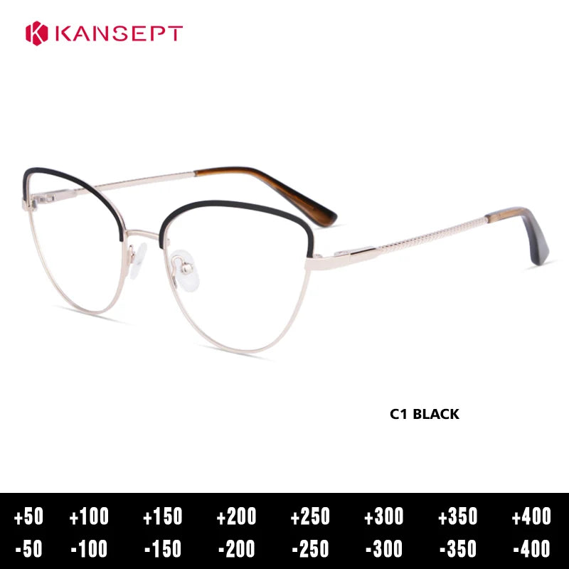 Kansept Women's Full Rim Oval Cat Eye Alloy Reading Glasses 53309