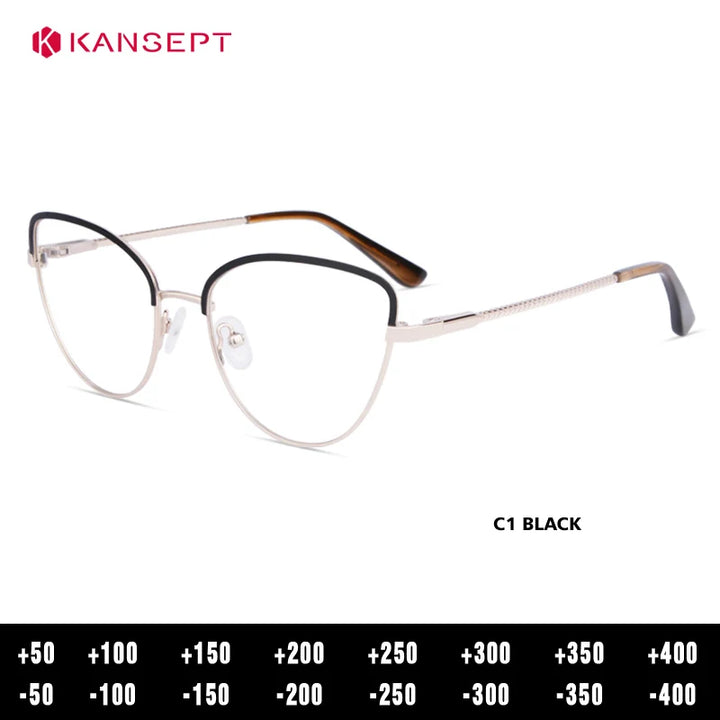 Kansept Women's Full Rim Oval Cat Eye Alloy Reading Glasses 53309