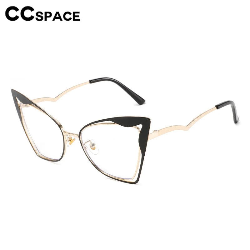 CCspace Women's Full Rim Oval Butterfly Alloy Eyeglasses 300867 Full Rim CCSpace   