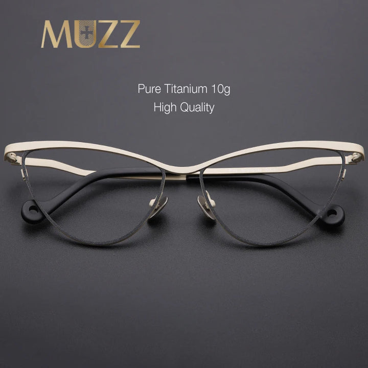Muzz 7755-1 women's cat eye pure titanium eyeglasses