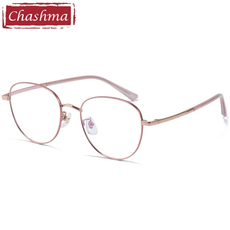 Chashma Ottica Unisex Full Rim Oval Titanium Alloy Eyeglasses 1515 Full Rim Chashma Ottica Pink Rose Gold  