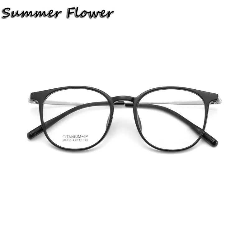 Summer Flower Women's Full Rim Square Tr 90 Titanium Eyeglasses 88210 Full Rim Summer Flower Bright Black