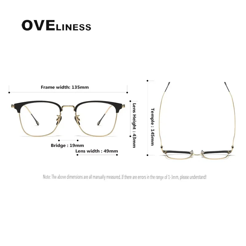 Oveliness Women's Full Rim Square Titanium Acetate Eyeglasses 80897 Full Rim Oveliness   