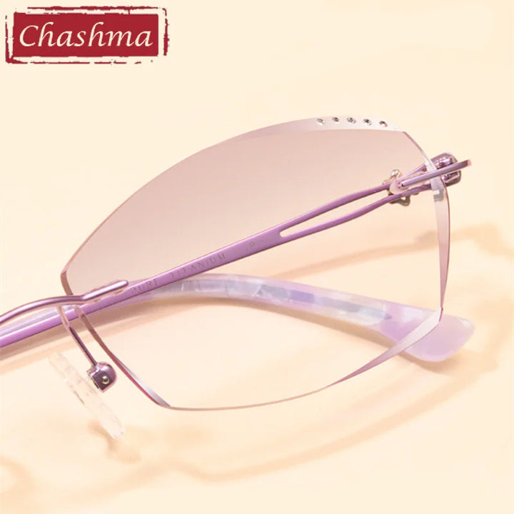 Chashma Ottica Women's Rimless Oval Square Titanium Eyeglasses 3028 Rimless Chashma Ottica   