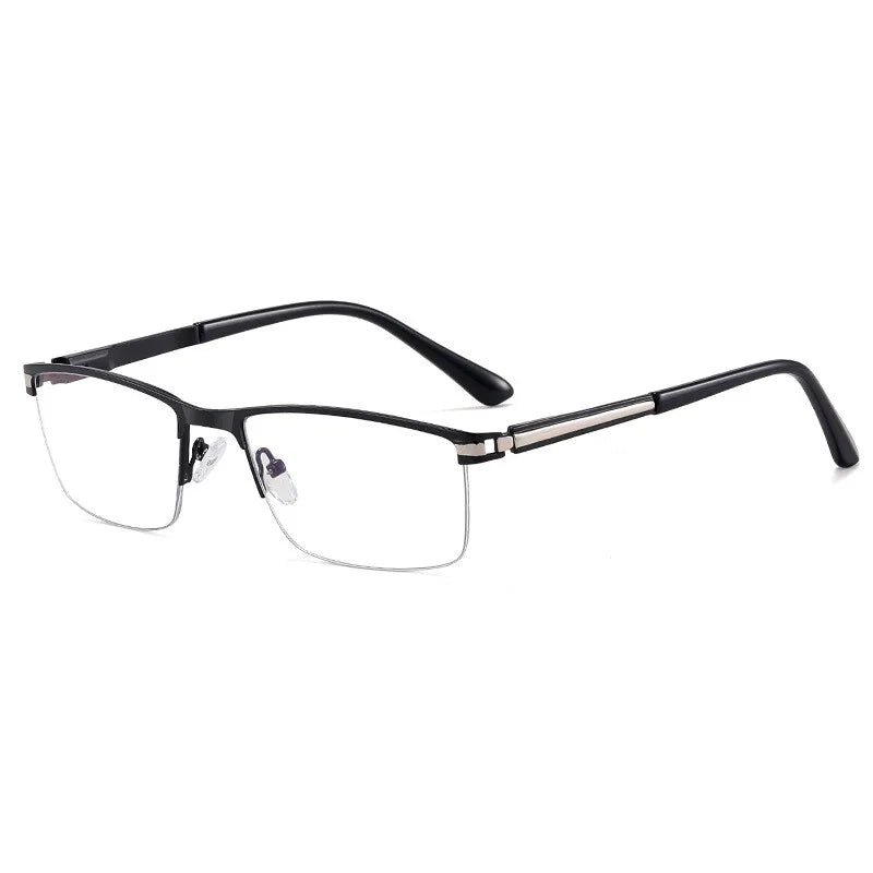 CCspace Semi Rim Square Alloy Spring Hinge Eyeglasses 300842 Semi Rim CCSpace BlackGun  