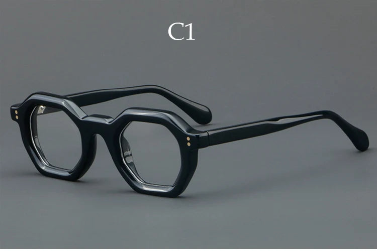 Yujo Unisex Full Rim Square Polygon Acetate Eyeglasses 4428e Full Rim Yujo C1 CHINA 