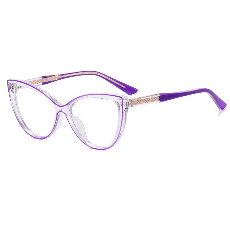 CCspace Women's Full Rim Square Cat Eye Tr 90 Titanium Eyeglasses 301560 Full Rim CCspace Purple  