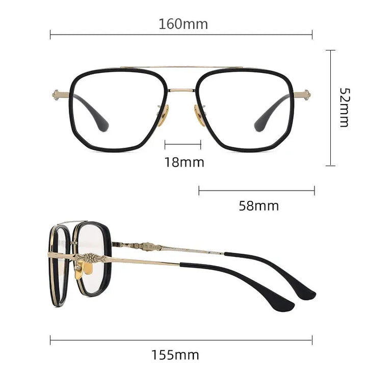 Hdcrafter Mens Full Rim Double Bridge Square Titanium Frames 852450 — view 2 | Hdcrafter Eyeglasses at FuzWeb