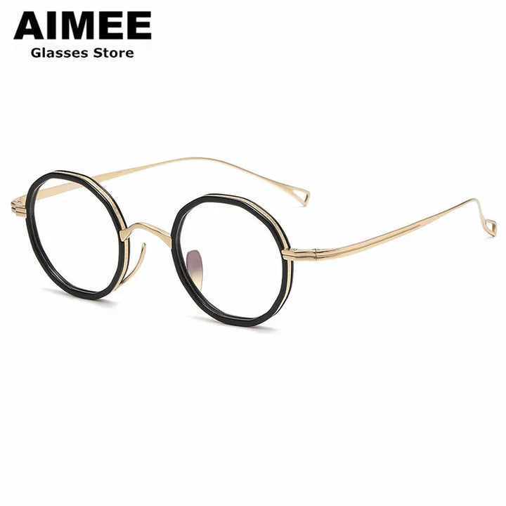 Aimee Unisex Full Rim Round Titanium Acetate Eyeglasses 80871 Full Rim Aimee   