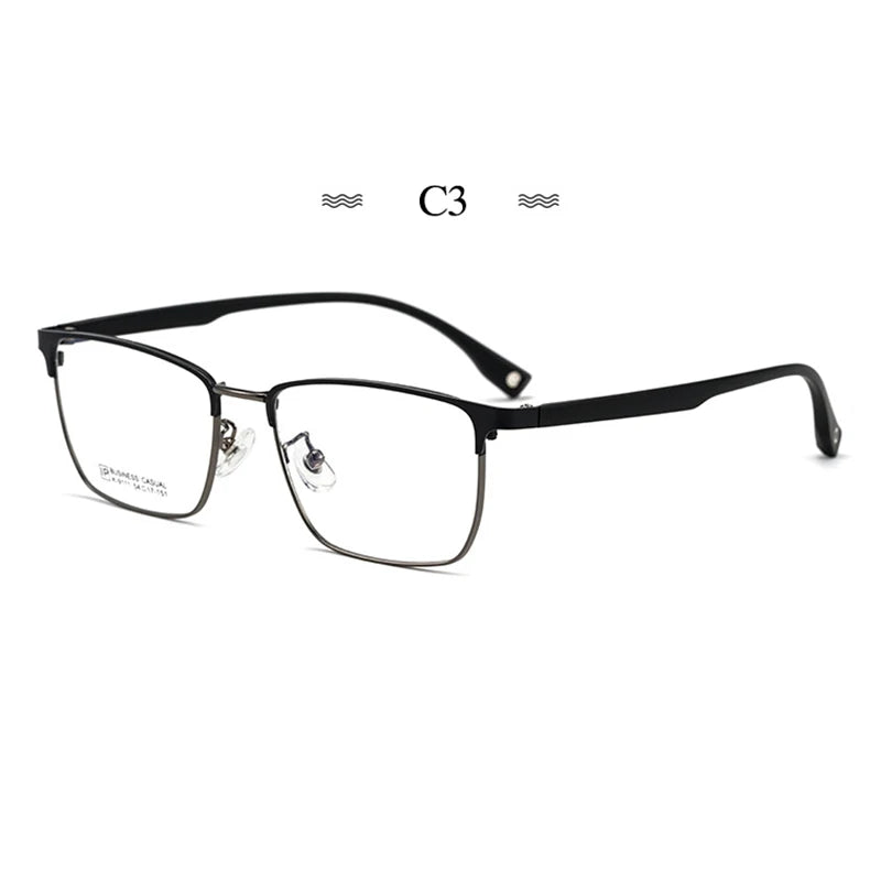 Hotochki Men's Full Rim Square Titanium Alloy Tr 90 Eyeglasses 79111