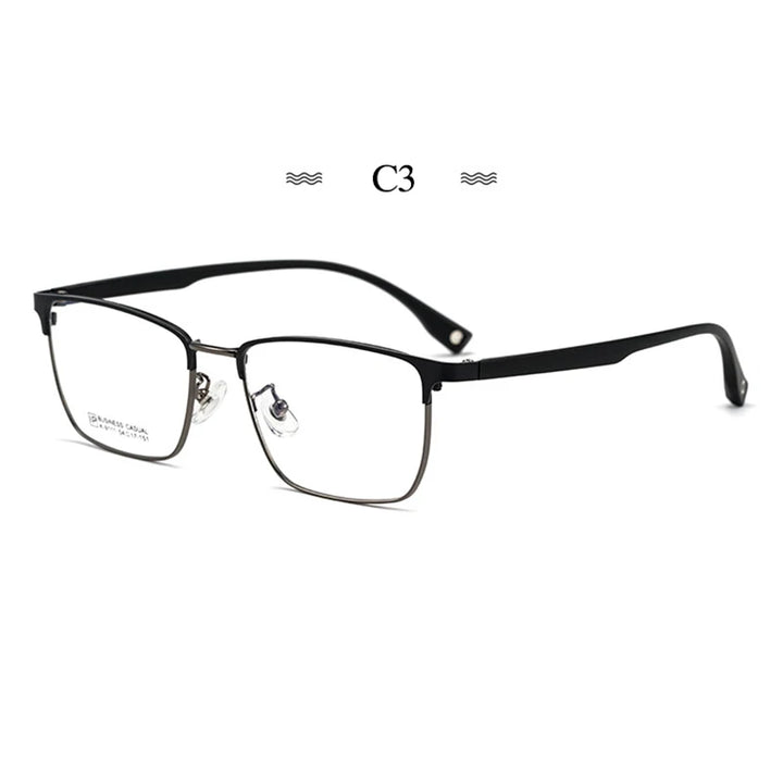 Hotochki Men's Full Rim Square Titanium Alloy Tr 90 Eyeglasses 79111