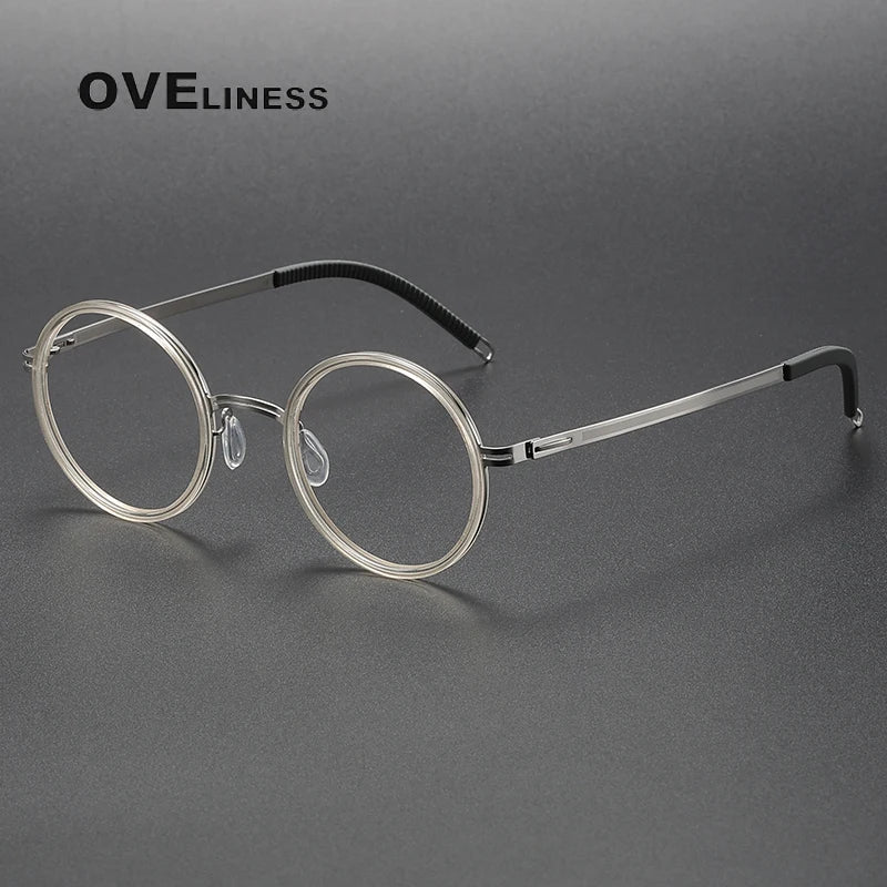 Oveliness Women's Full Rim Round Screwless Titanium Eyeglasses 822321
