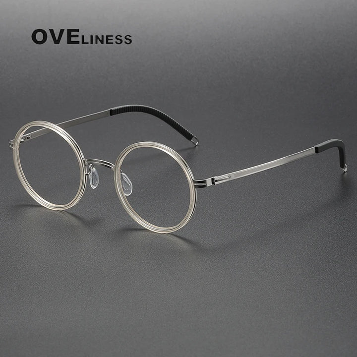 Oveliness Women's Full Rim Round Screwless Titanium Eyeglasses 822321