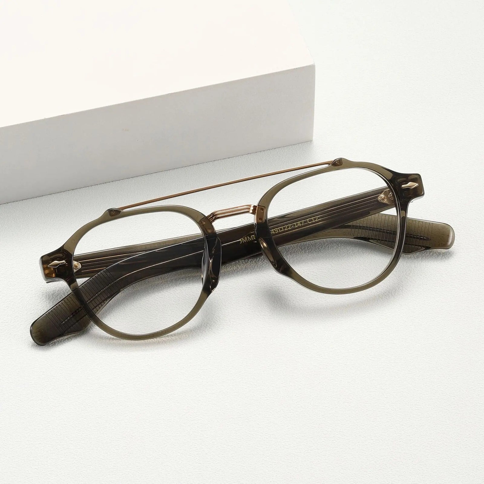 Muzz Unisex Full Rim Oval Oversized Double Bridge Acetate Titanium Eyeglasses 68 Full Rim Muzz   