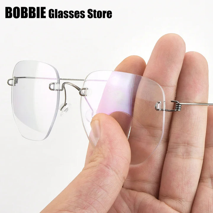 Bobbie Women's Rimless Polygon Square Titanium Eyeglasses 358693