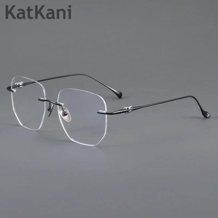 KatKani Unisex Rimless Square Titanium Eyeglasses B69061 Rimless KatKani Eyeglasses   