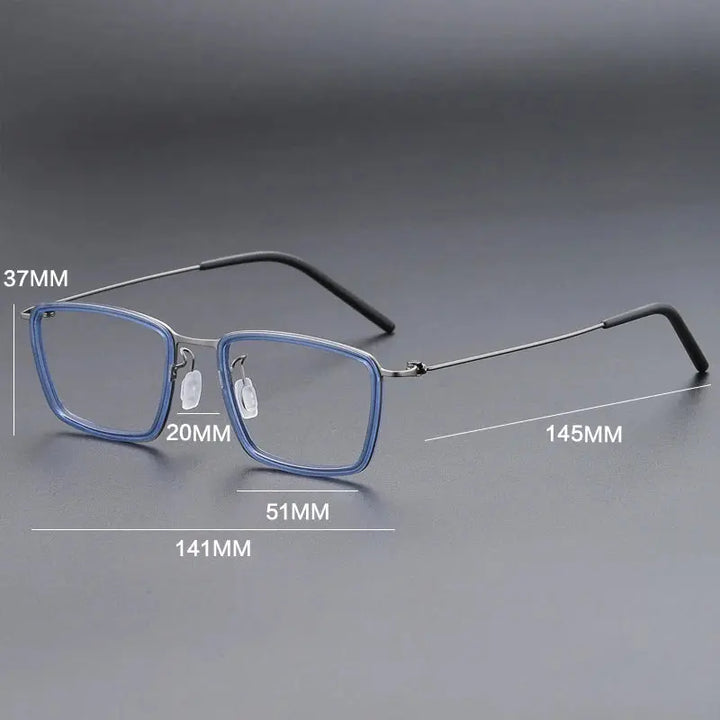 Gatenac Unisex Full Rim Square Acetate Titanium Eyeglasses 699853 FuzWeb
