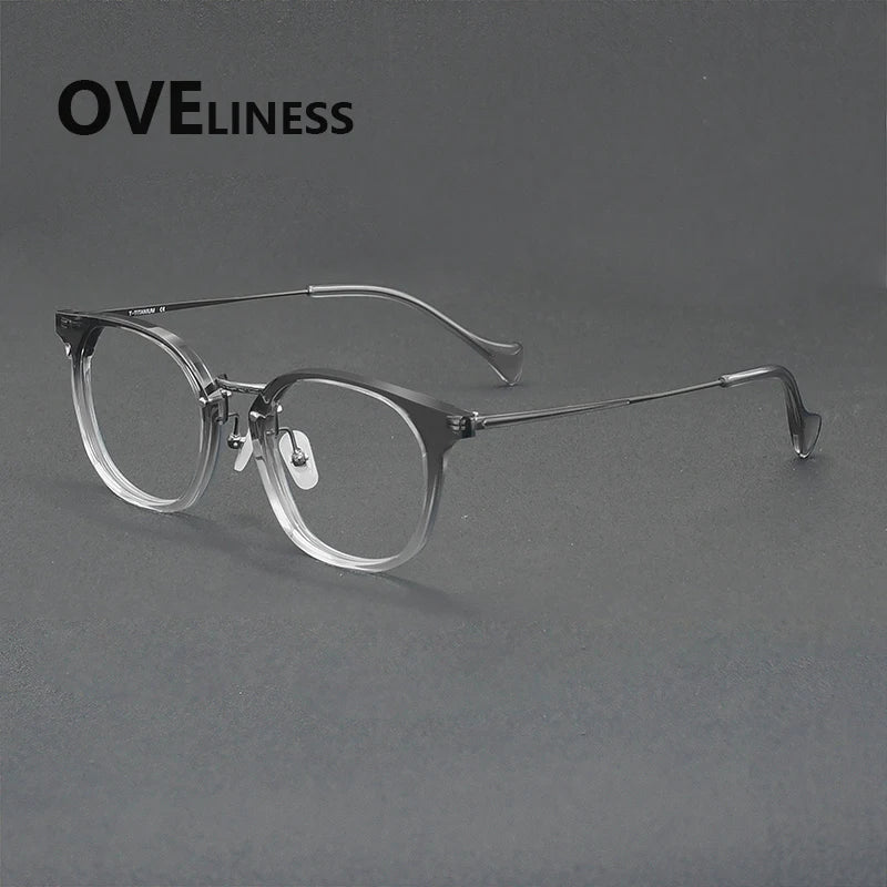 Oveliness Unisex Full Rim Round Acetate Titanium Eyeglasses 936019