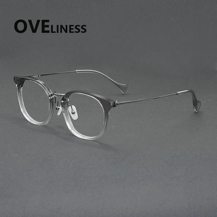Oveliness Unisex Full Rim Round Acetate Titanium Eyeglasses 936019
