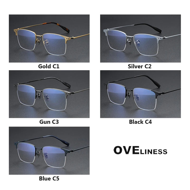 Oveliness Men's Semi Rim Square Titanium Eyeglasses 8109 Semi Rim Oveliness   