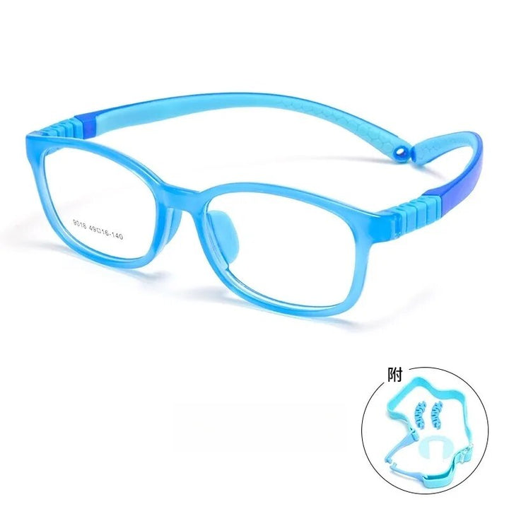 Yimaruili Unisex Children's Full Rim Square Screwless Tr 90 Silicone Eyeglasses 9018et Full Rim Yimaruili Eyeglasses Light Blue  