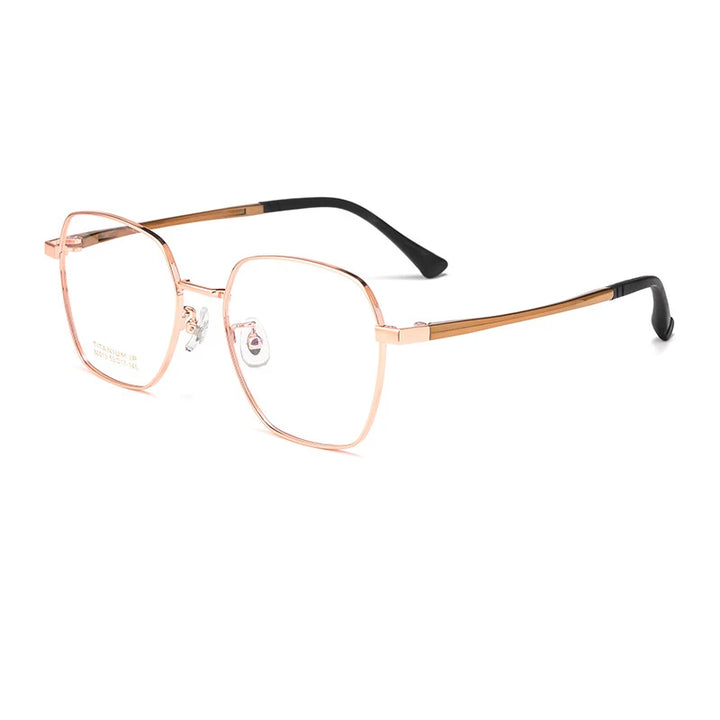 Hotochki Women's Full Rim Polygon Oval Titanium Eyeglasses 98013 Full Rim Hotochki rose gold