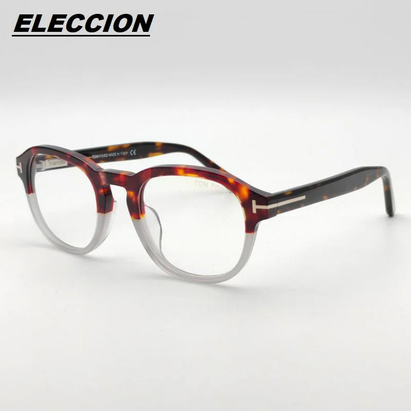 Eleccion Unisex Full Rim Oval Square Acetate Eyeglasses 5698 Full Rim Eleccion Tortoise - Gray CHINA