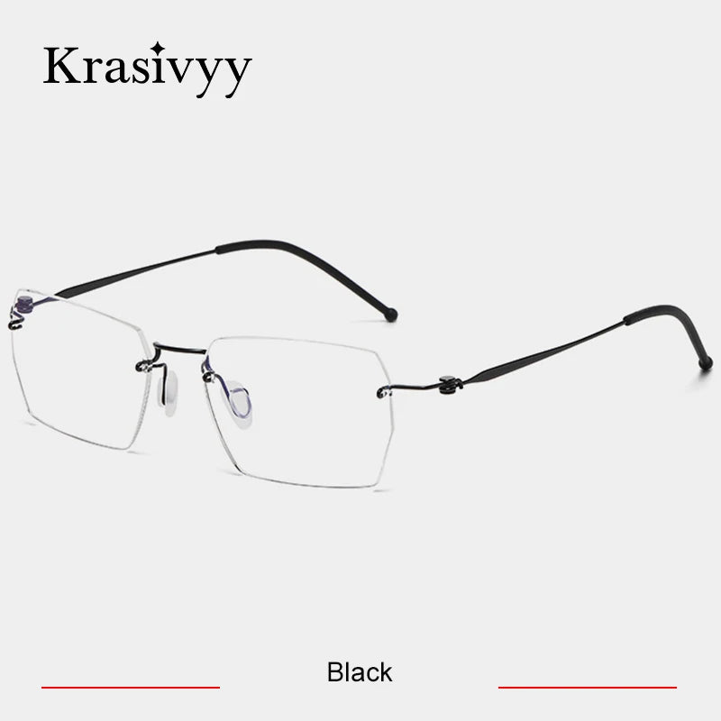 Krasivyy Unisex Rimless Square Titanium Alloy Eyeglasses 45937