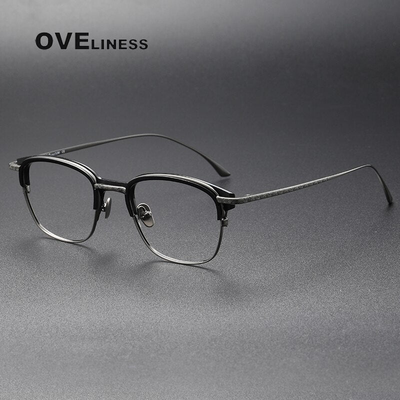 Oveliness Unisex Full Rim Square Titanium Eyeglasses Lynx Full Rim Oveliness black gun  