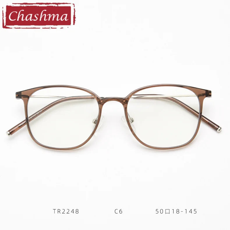 Chashma Women's Full Rim Square Tr 90 Titanium Eyeglasses 92248 Full Rim Chashma Dark Brown