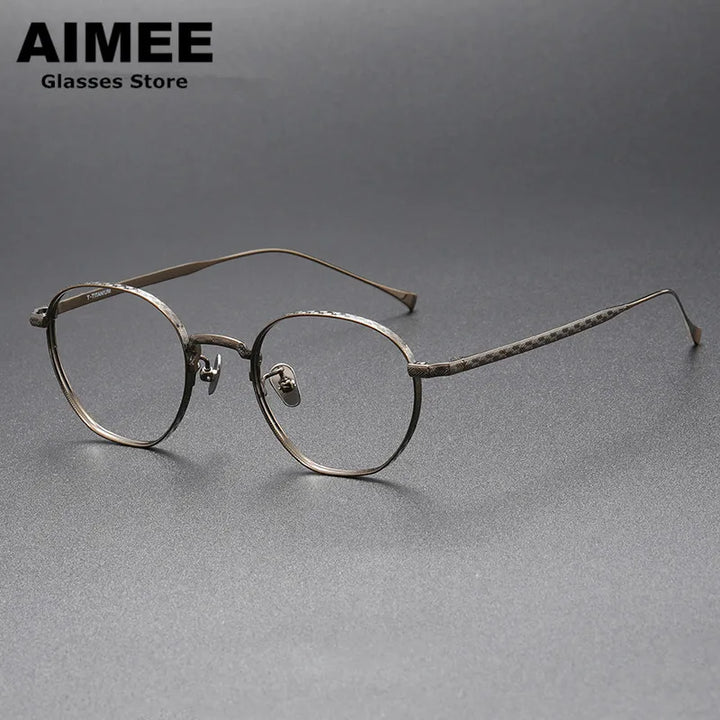 Aimee Unisex Full Rim Oval Round Titanium Eyeglasses 2163 Full Rim Aimee Bronze  